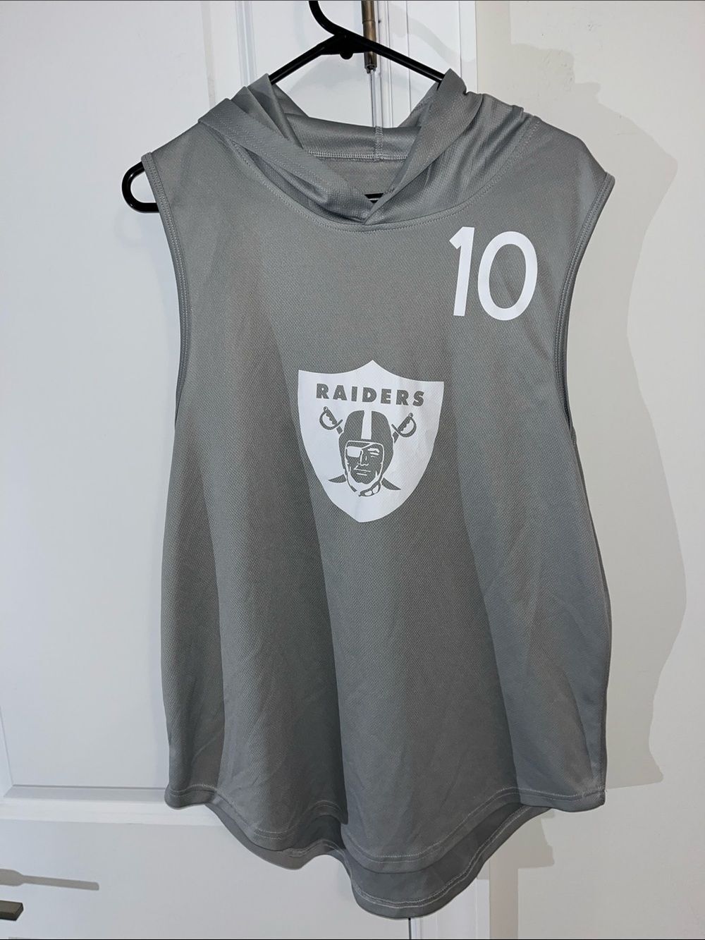 Gray LA Oakland Las Vegas Raiders sleeveless hoodie tank shirt sweatshirt Slim